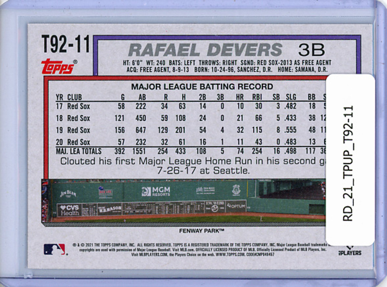 Rafael Devers 2021 Topps Update, 1992 Topps Redux #T92-11