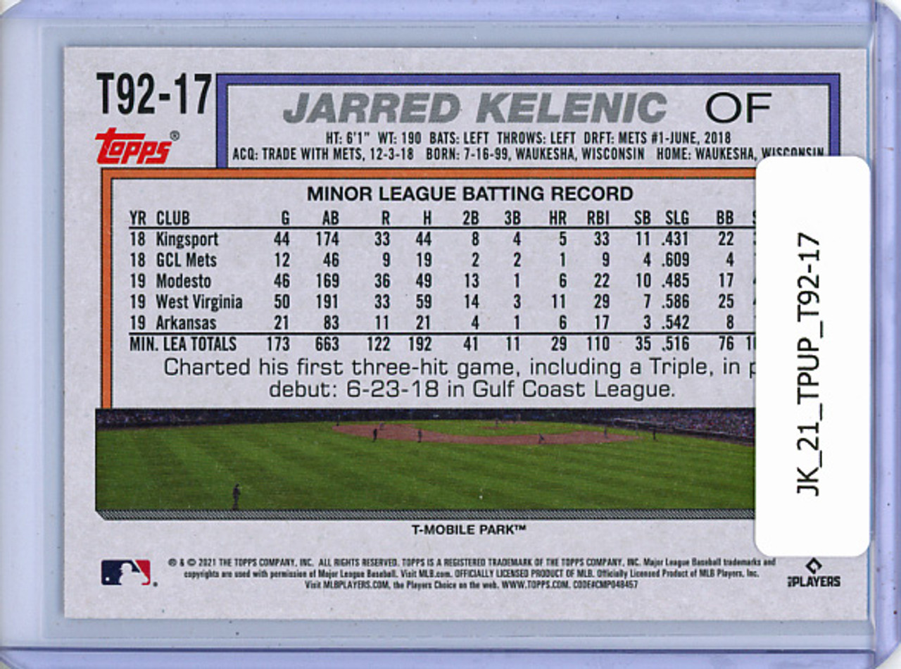 Jarred Kelenic 2021 Topps Update, 1992 Topps Redux #T92-17