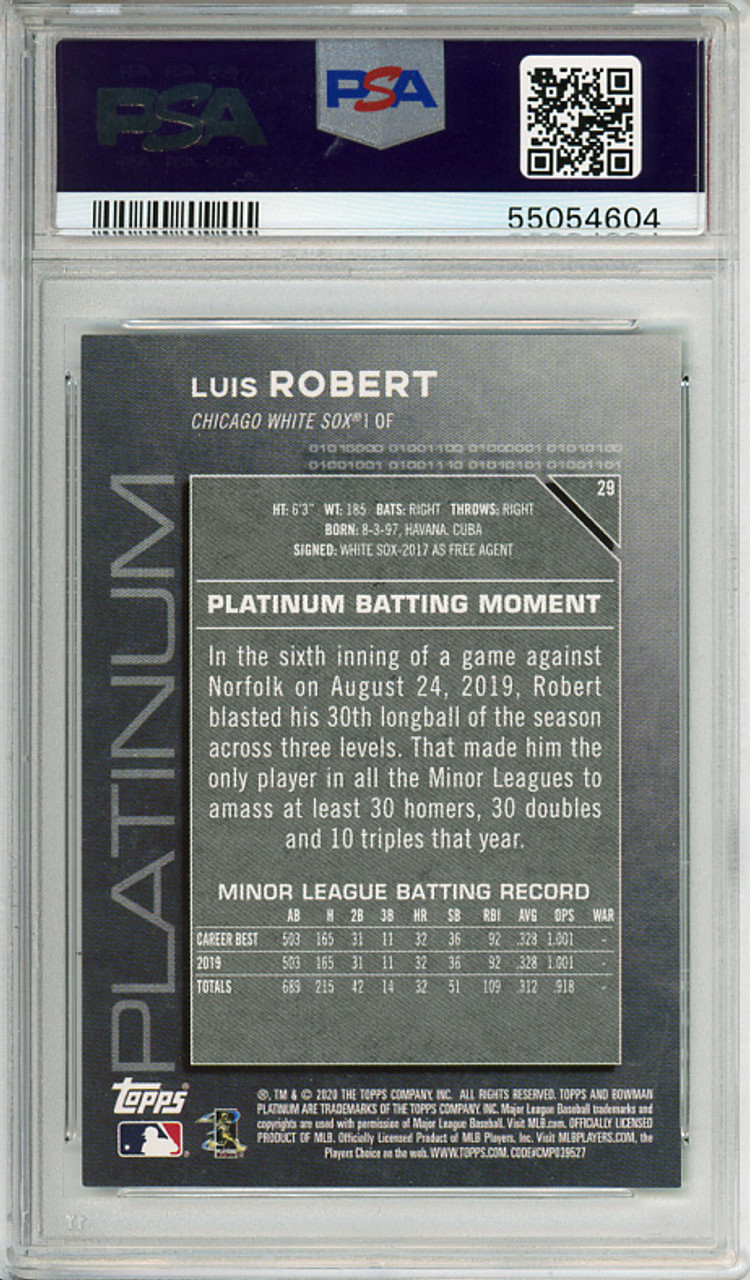 Luis Robert 2020 Bowman Platinum #29 Green (#31/99) PSA 9 Mint (#55054604)