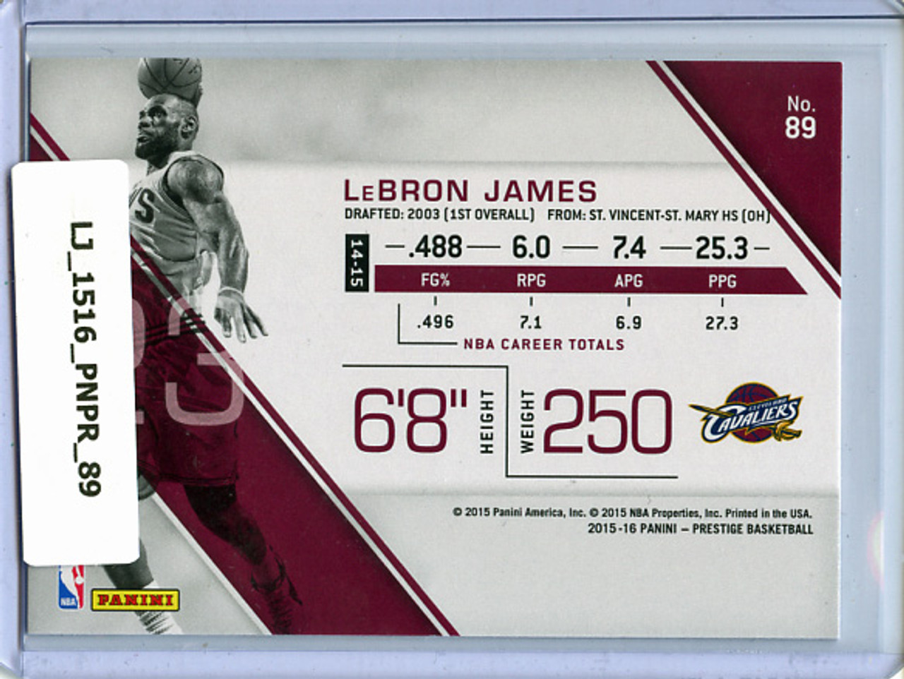 Lebron James 2015-16 Prestige #89