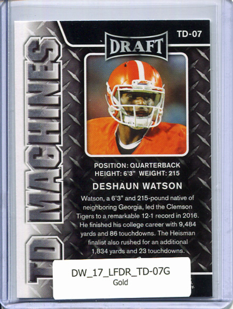 Deshaun Watson 2017 Leaf Draft, TD Machines #TD-07 Gold