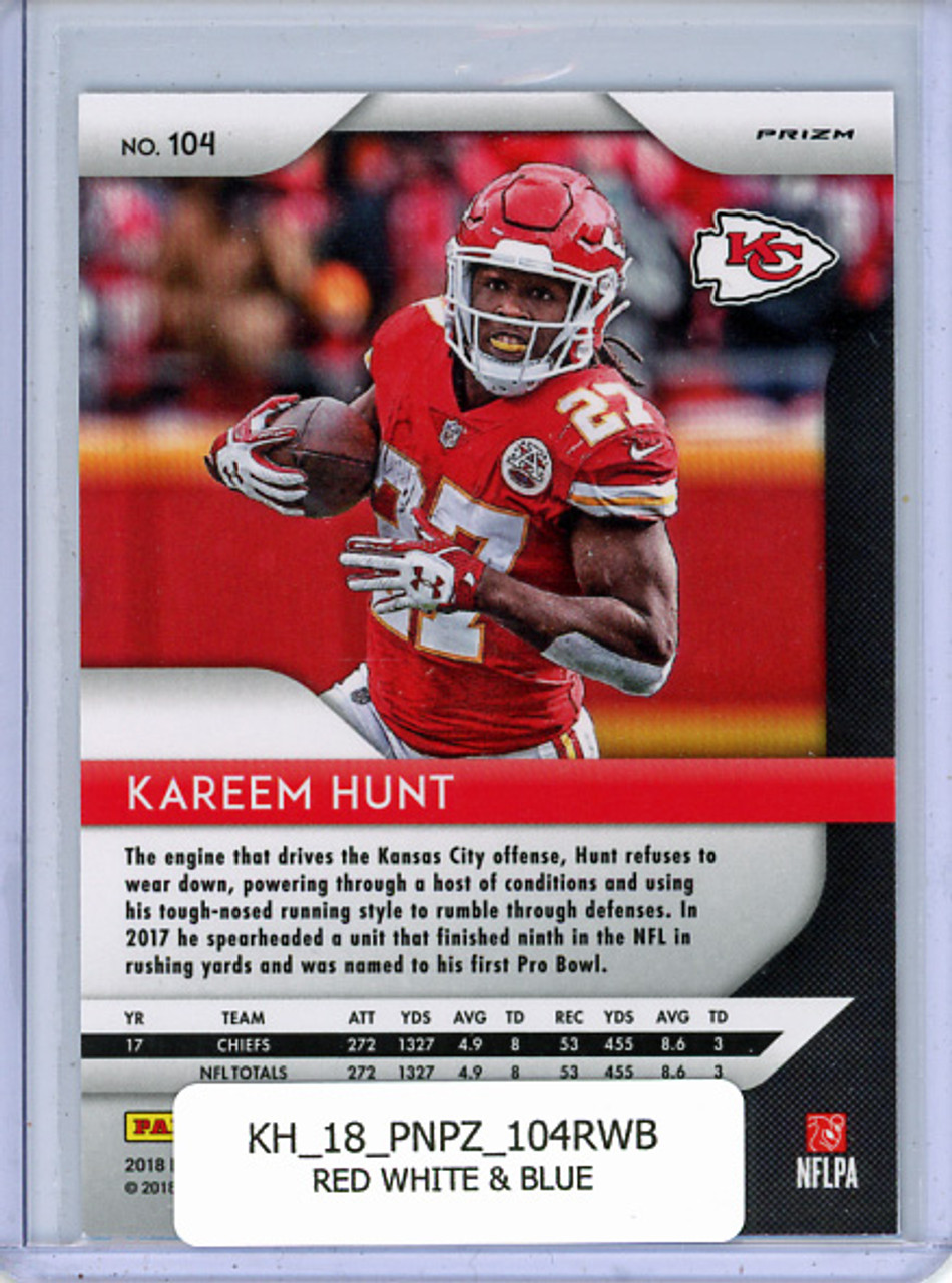 Kareem Hunt 2018 Prizm #104 Red White & Blue