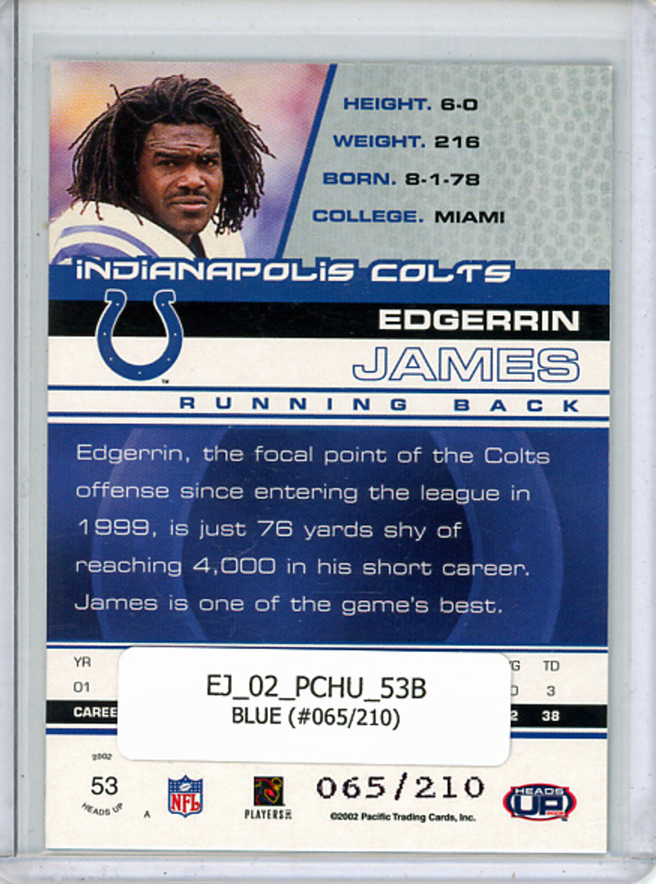 Edgerrin James 2002 Pacific Heads Up #53 Blue (#065/210)