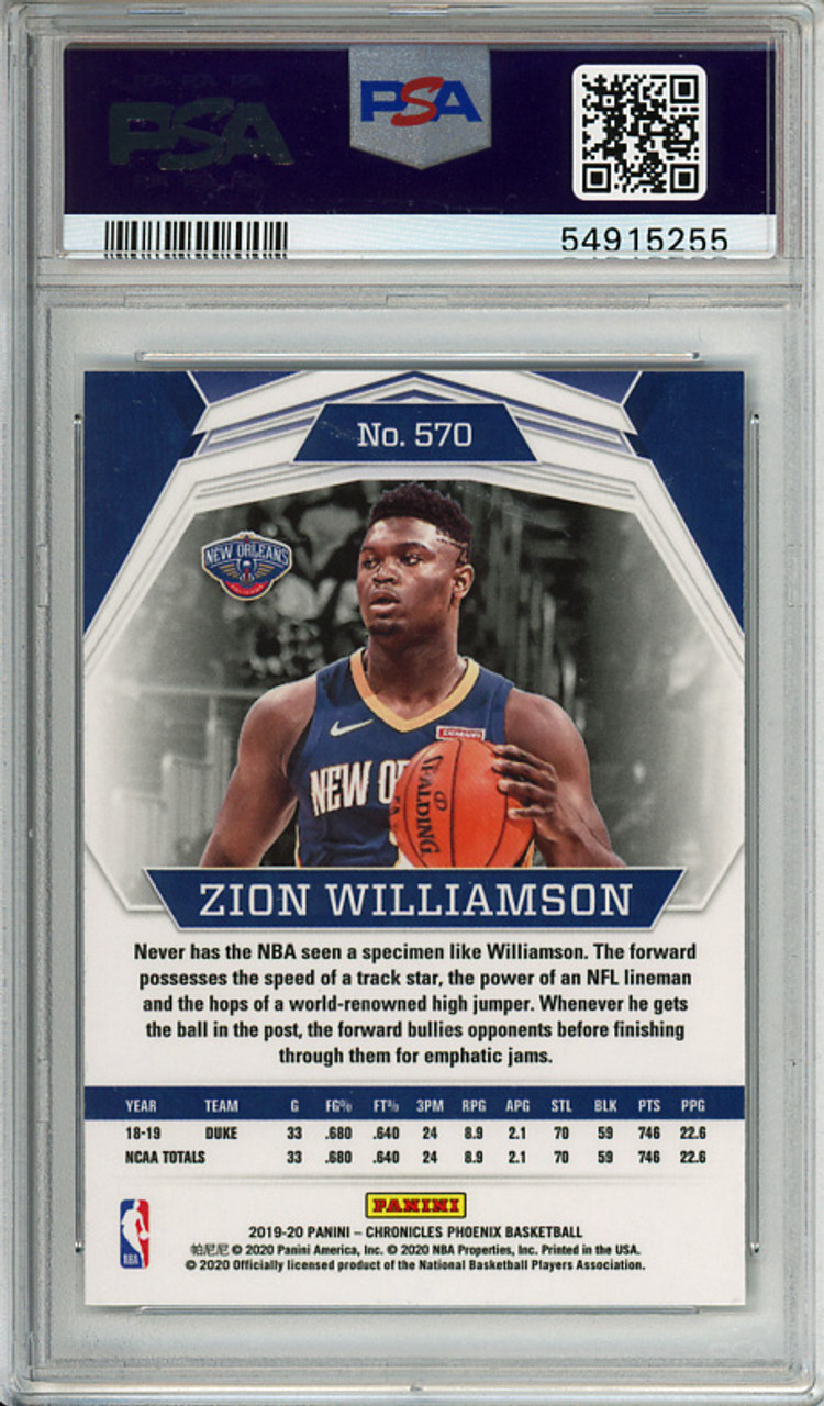 Zion Williamson 2019-20 Chronicles, Phoenix #570 PSA 10 Gem Mint (#54915255)