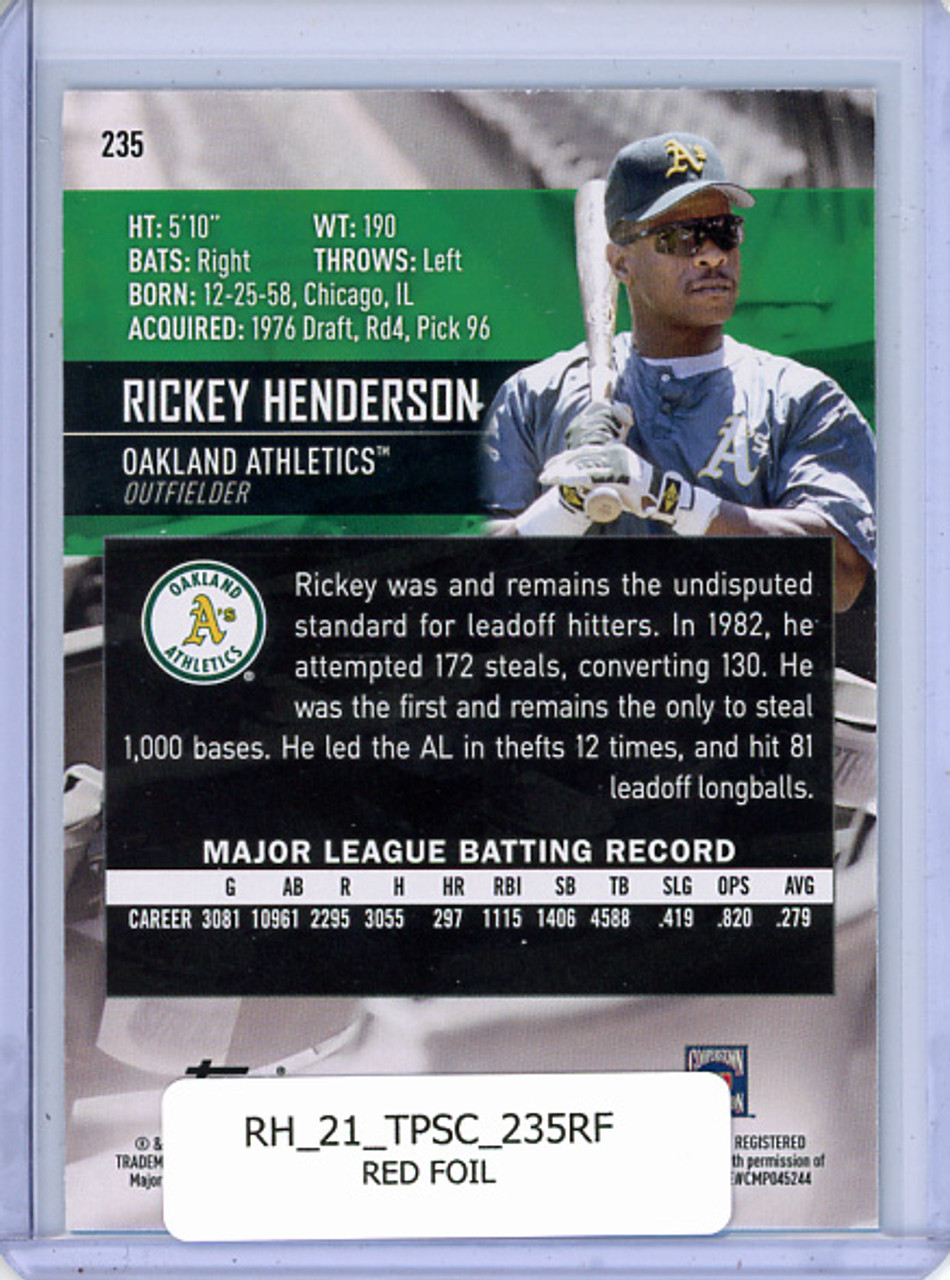 Rickey Henderson 2021 Stadium Club #235 Red Foil