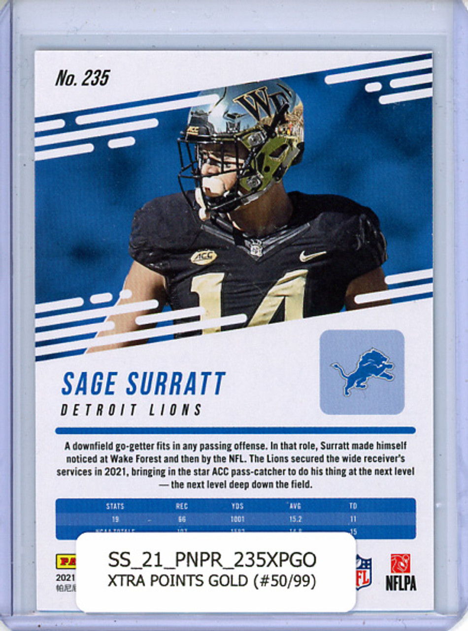 Sage Surratt 2021 Prestige #235 Xtra Points Gold (#50/99)