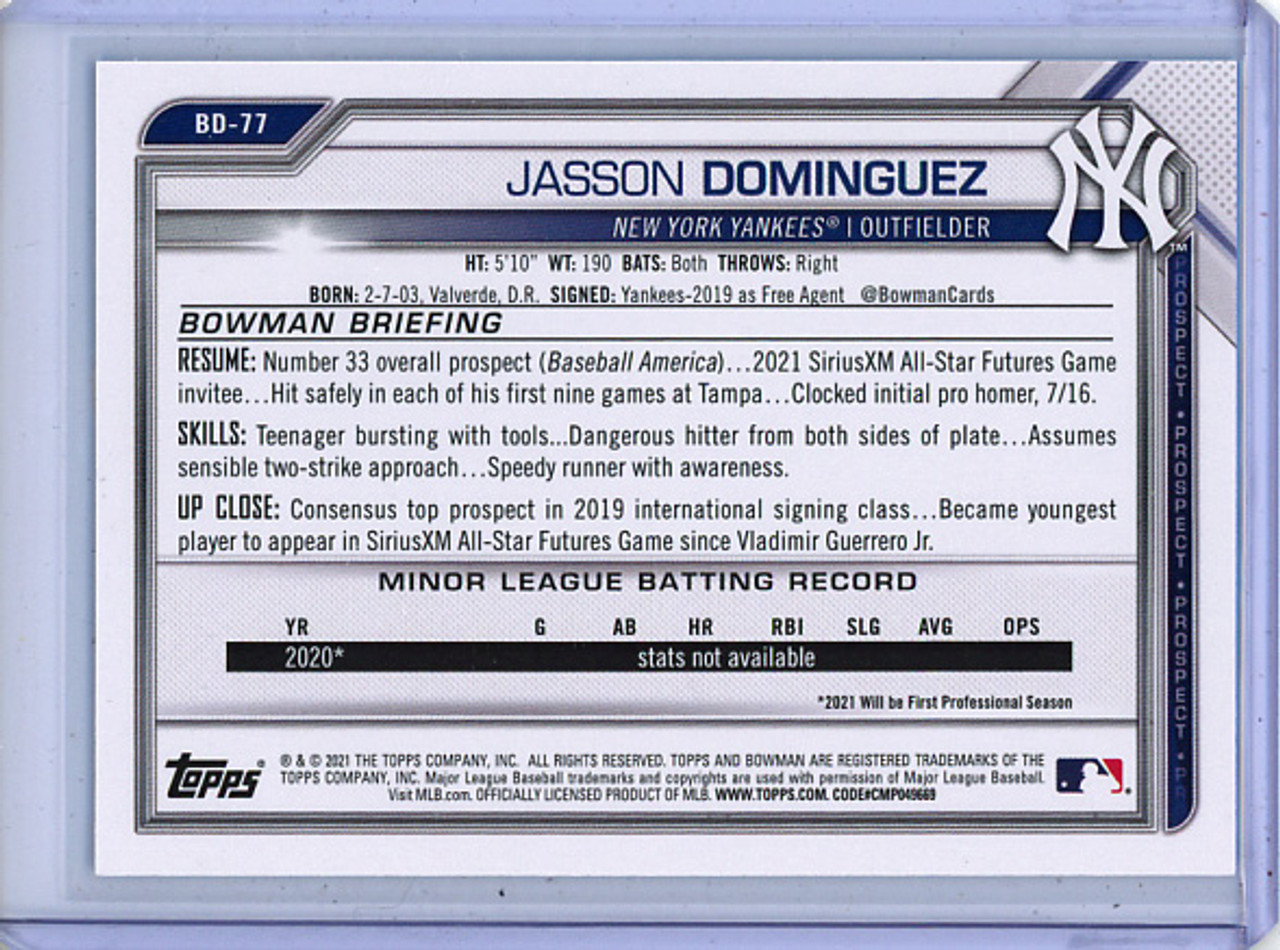 Jasson Dominguez 2021 Bowman Draft #BD-77 Sky Blue (#182/499)