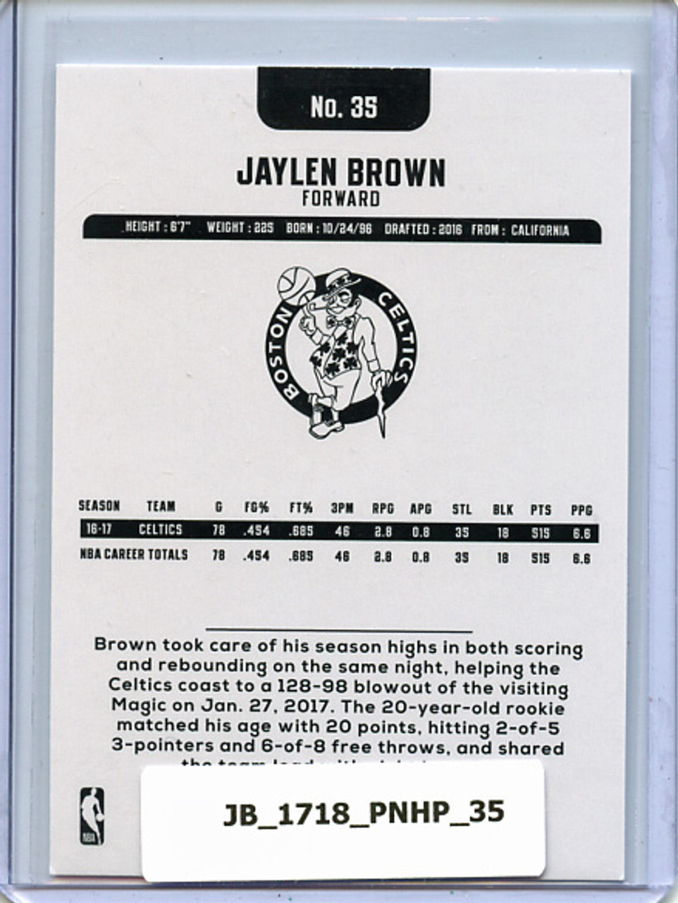 Jaylen Brown 2017-18 Hoops #35