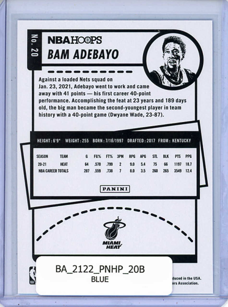 Bam Adebayo 2021-22 Hoops #20 Blue