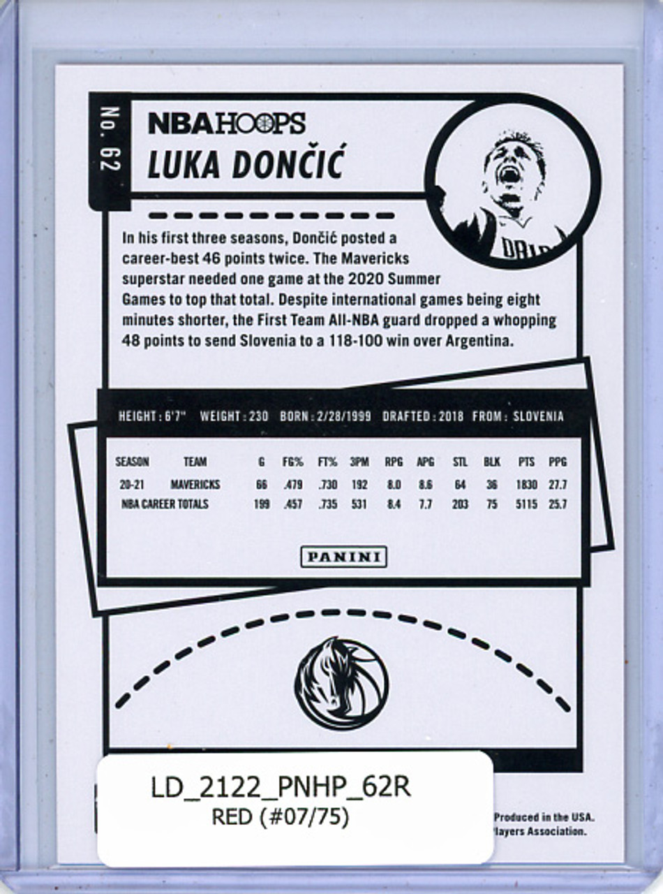 Luka Doncic 2021-22 Hoops #62 Red (#07/75)
