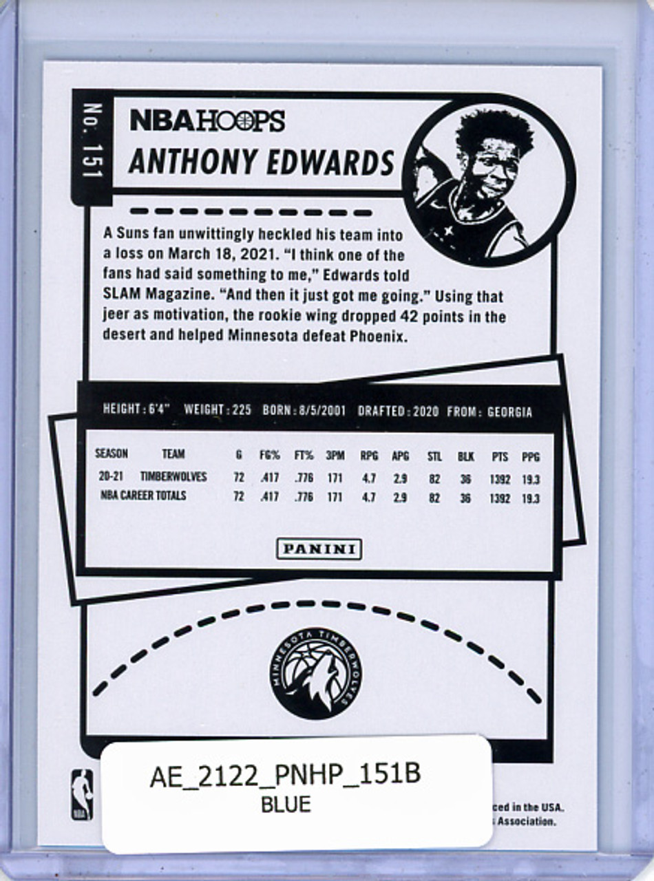 Anthony Edwards 2021-22 Hoops #151 Blue