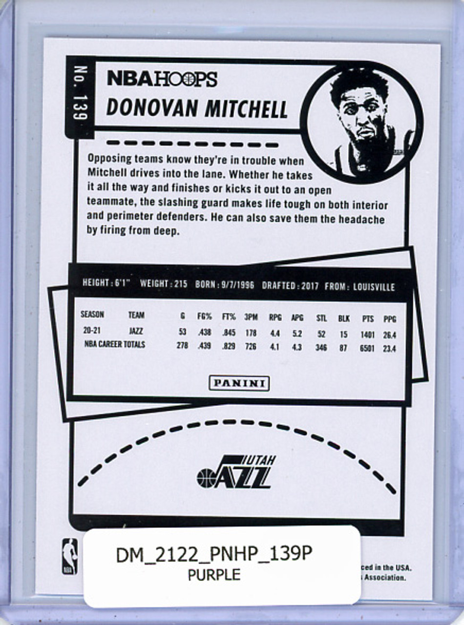 Donovan Mitchell 2021-22 Hoops #139 Purple