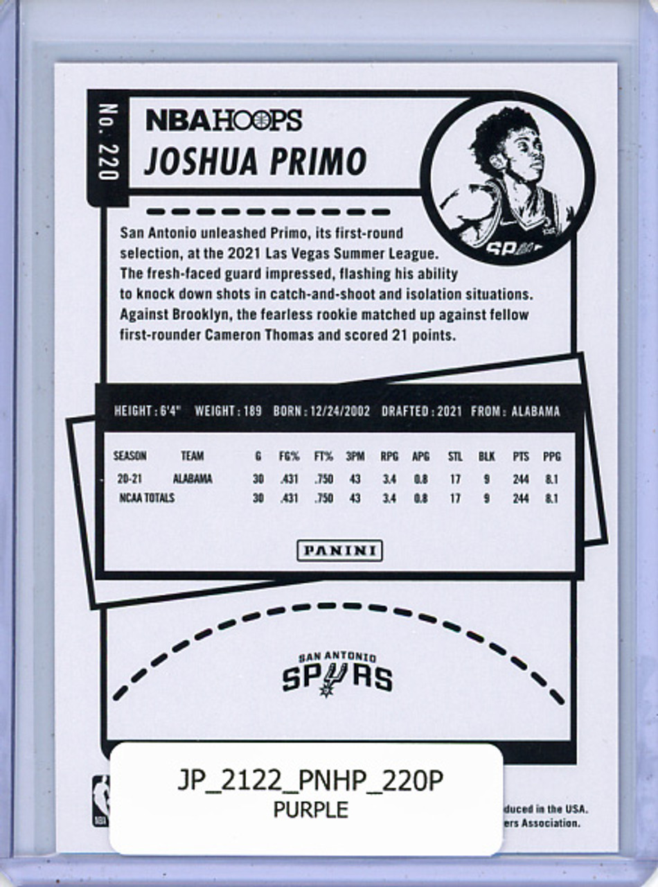 Joshua Primo 2021-22 Hoops #220 Purple
