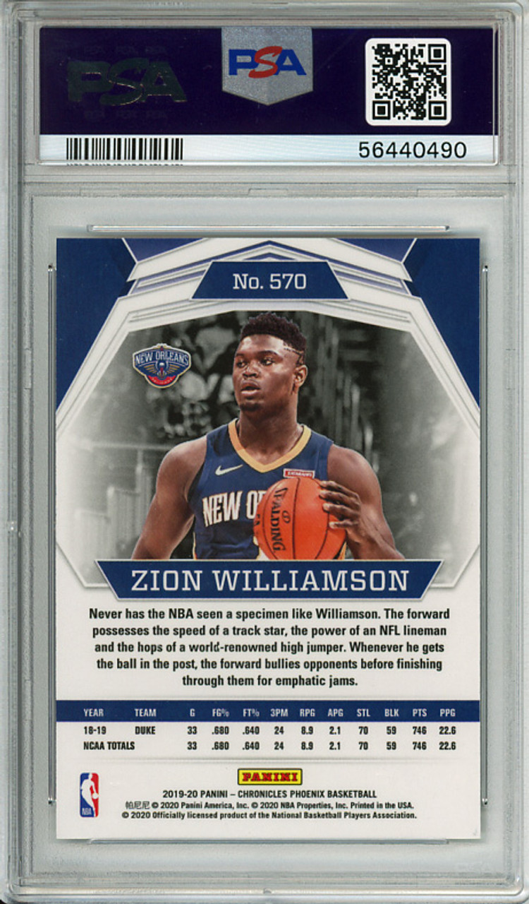 Zion Williamson 2019-20 Chronicles, Phoenix #570 PSA 10 Gem Mint (#56440490)