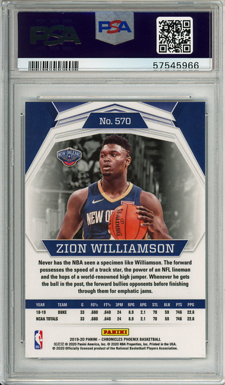 Zion Williamson 2019-20 Chronicles, Phoenix #570 PSA 9 Mint (#57545966)