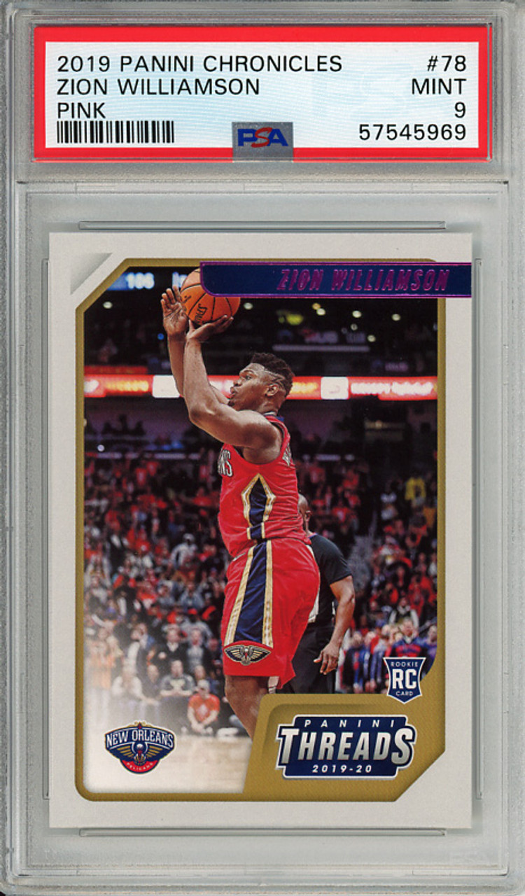 Zion Williamson 2019-20 Chronicles, Threads #78 Pink PSA 9 Mint (#57545969)