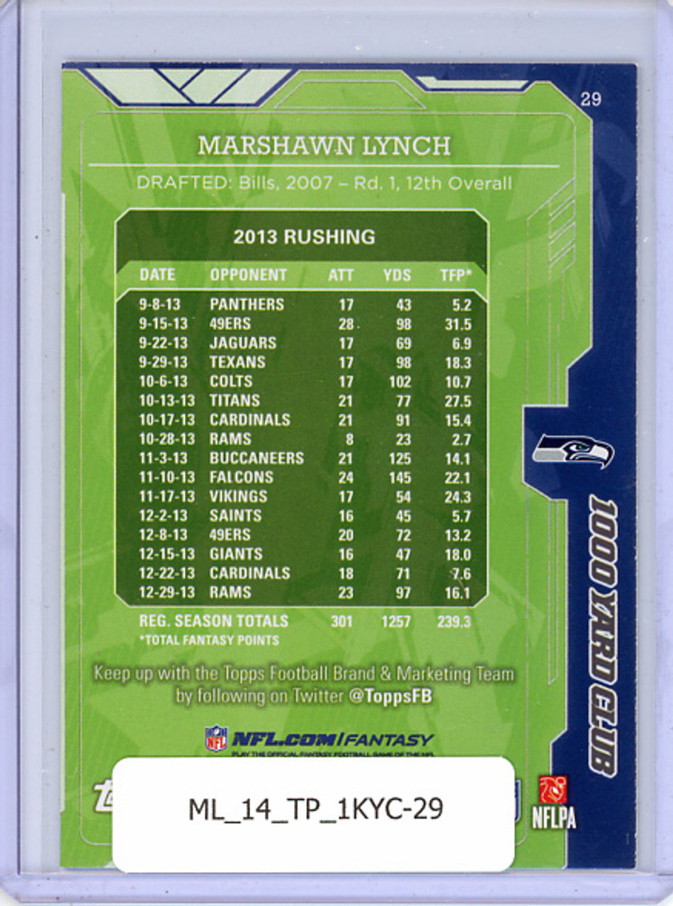 Marshawn Lynch 2014 Topps, 1,000 Yard Club #29