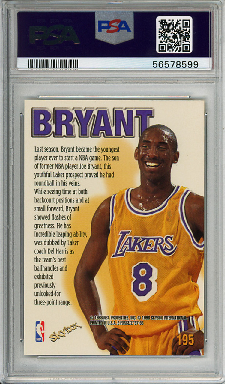 Kobe Bryant 1997-98 Skybox Z-Force #195 Zupermen PSA 8 Near Mint-Mint (#56578599)