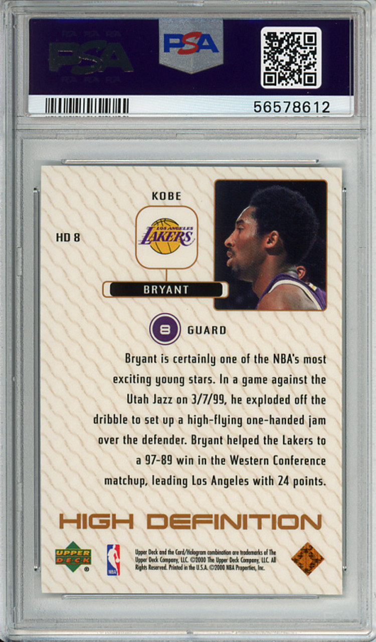 Kobe Bryant 1999-00 Upper Deck, High Definition #HD8 PSA 8 Near Mint-Mint (#56578612)