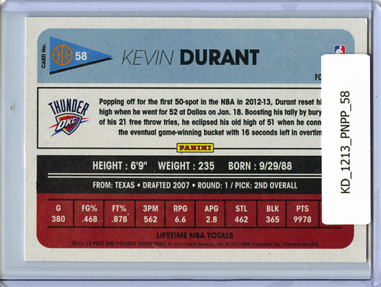 Kevin Durant 2012-13 Past and Present #58