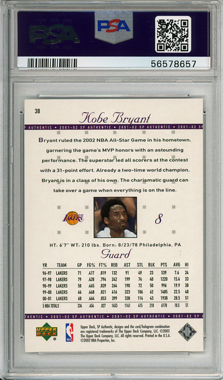 Kobe Bryant 2001-02 SP Authentic #38 PSA 9 Mint (#56578657)