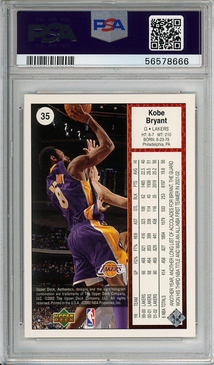 Kobe Bryant 2002-03 UD Authentics #35 PSA 10 Gem Mint (#56578666)