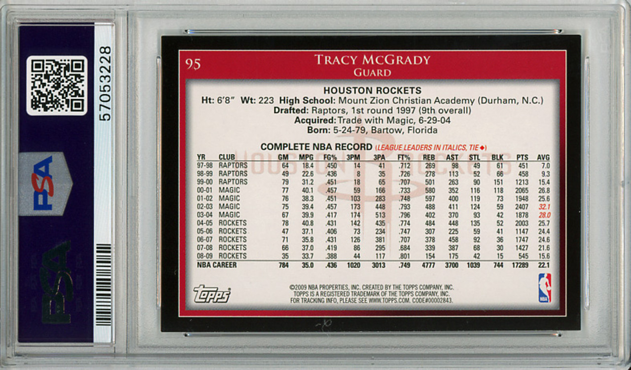 Tracy McGrady 2009-10 Topps #95 PSA 8 Near Mint-Mint (#57053228)