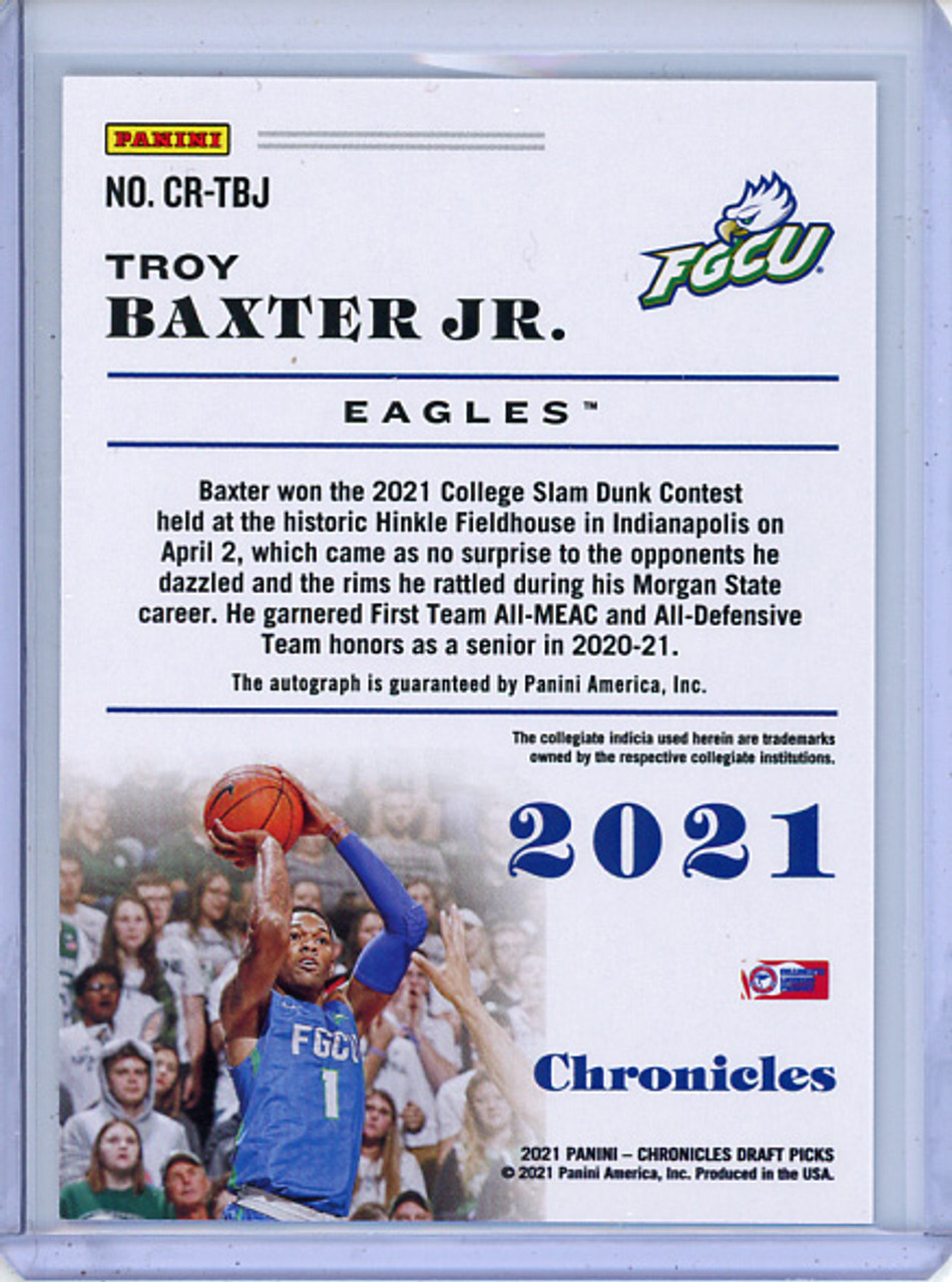 Troy Baxter Jr. 2021-22 Chronicles Draft Picks, Rookie Signatures #CR-TBJ (1)