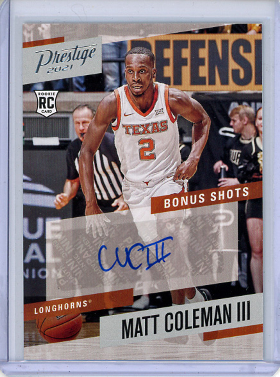 Matt Coleman III 2021-22 Chronicles Draft Picks, Prestige Bonus Shots Signatures #PBMCO (1)