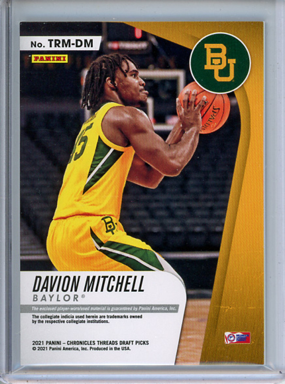 Davion Mitchell 2021-22 Chronicles Draft Picks, Threads Rookie Memorabilia #TRM-DM Green (1)