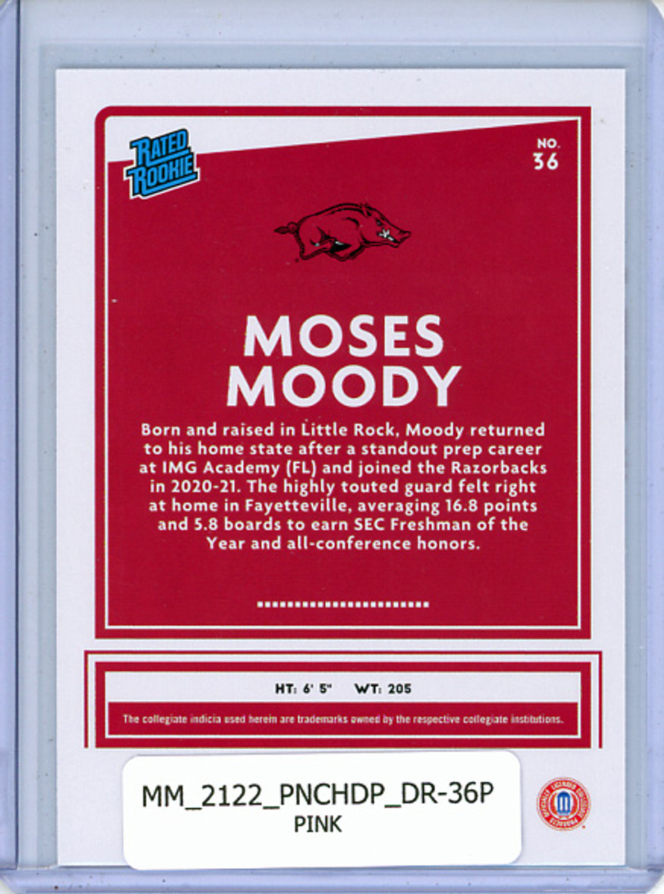 Moses Moody 2021-22 Chronicles Draft Picks, Donruss #36 Pink