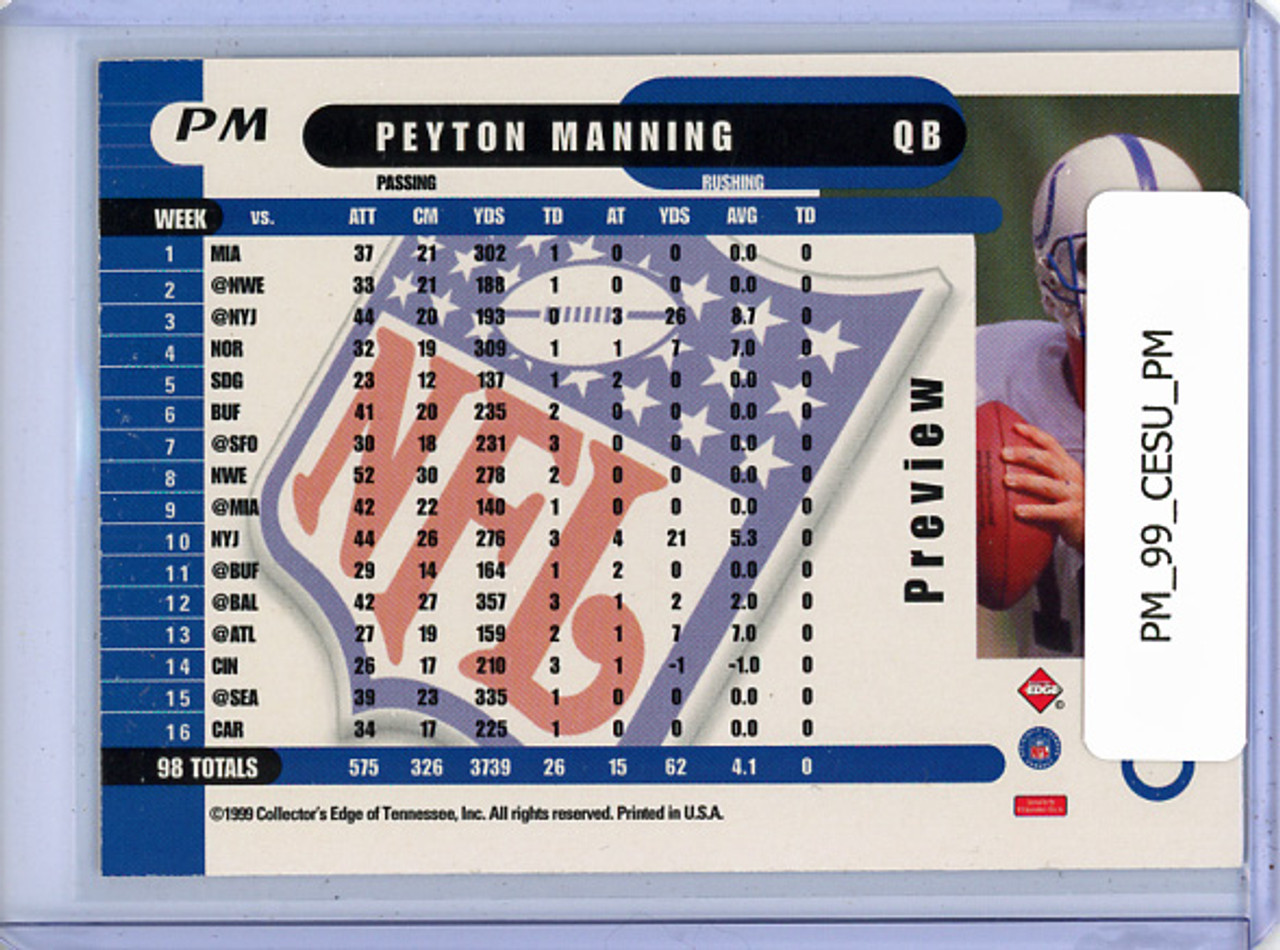 Peyton Manning 1999 Collector's Edge Supreme, Previews #PM