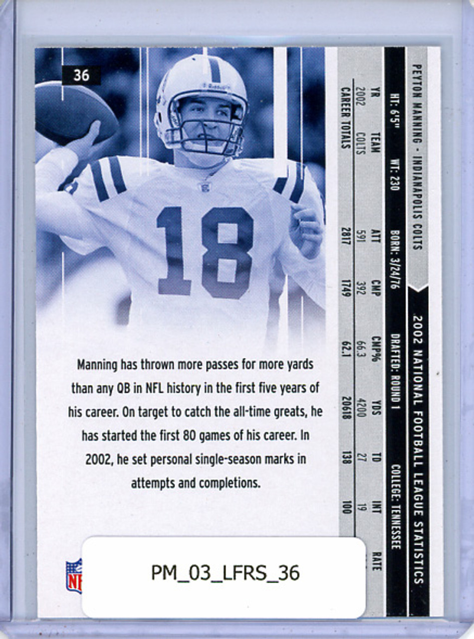 Peyton Manning 2003 Leaf Rookies & Stars #36
