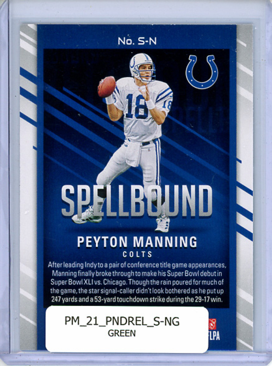 Peyton Manning 2021 Donruss Elite, Spellbound #S-N Green