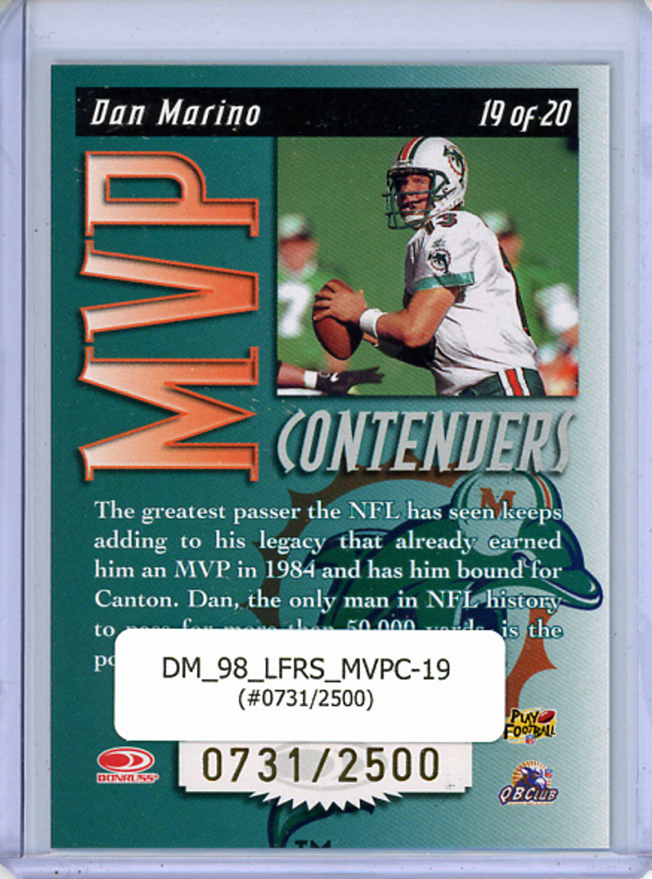 Dan Marino 1998 Leaf Rookies & Stars, MVP Contenders #19 (#0731/2500)