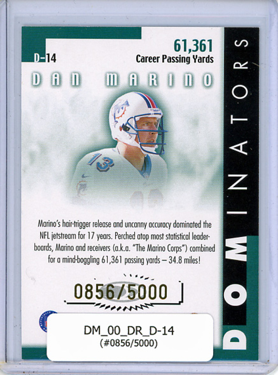 Dan Marino 2000 Donruss, Dominators #D-14 (#0856/5000)