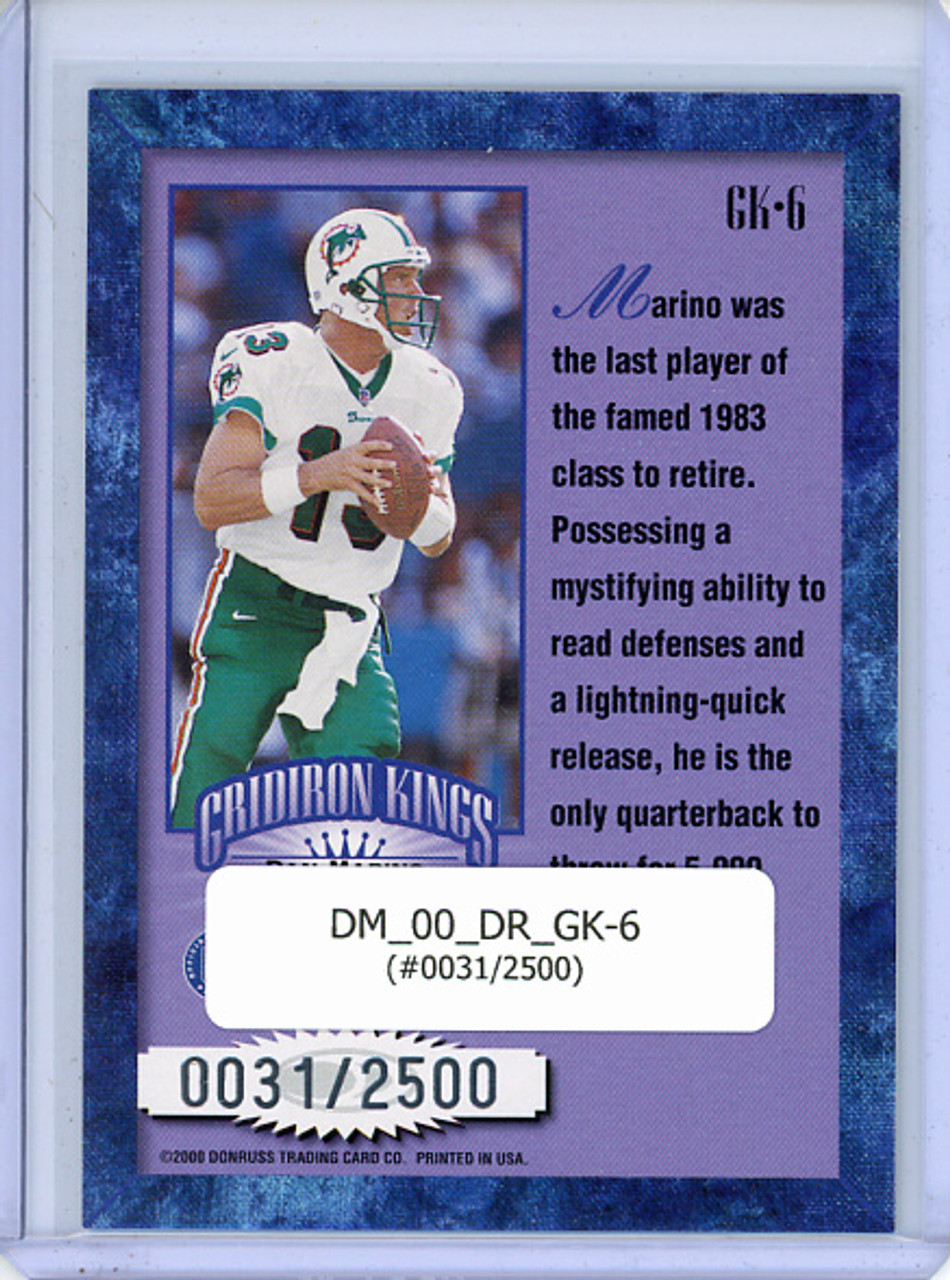 Dan Marino 2000 Donruss, Gridiron Kings #GK-6 (#0031/2500)