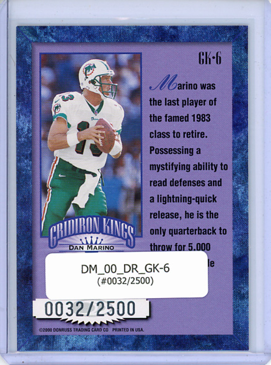 Dan Marino 2000 Donruss, Gridiron Kings #GK-6 (#0032/2500)