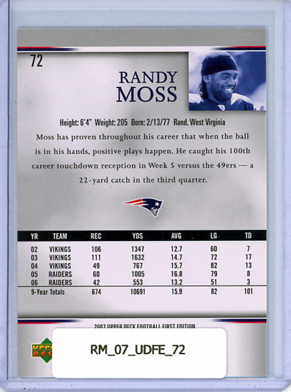 Randy Moss 2007 Upper Deck First Edition #72