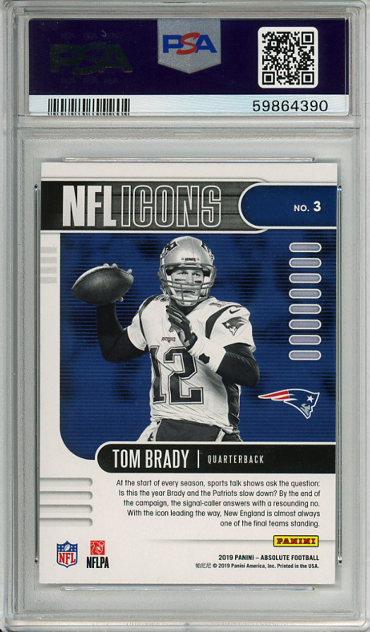 Tom Brady 2019 Absolute, NFL Icons #3 PSA 9 Mint (#59864390)