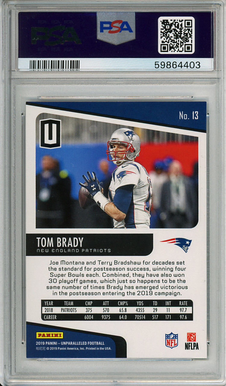 Tom Brady 2019 Unparalleled #13 PSA 9 Mint (#59864403)