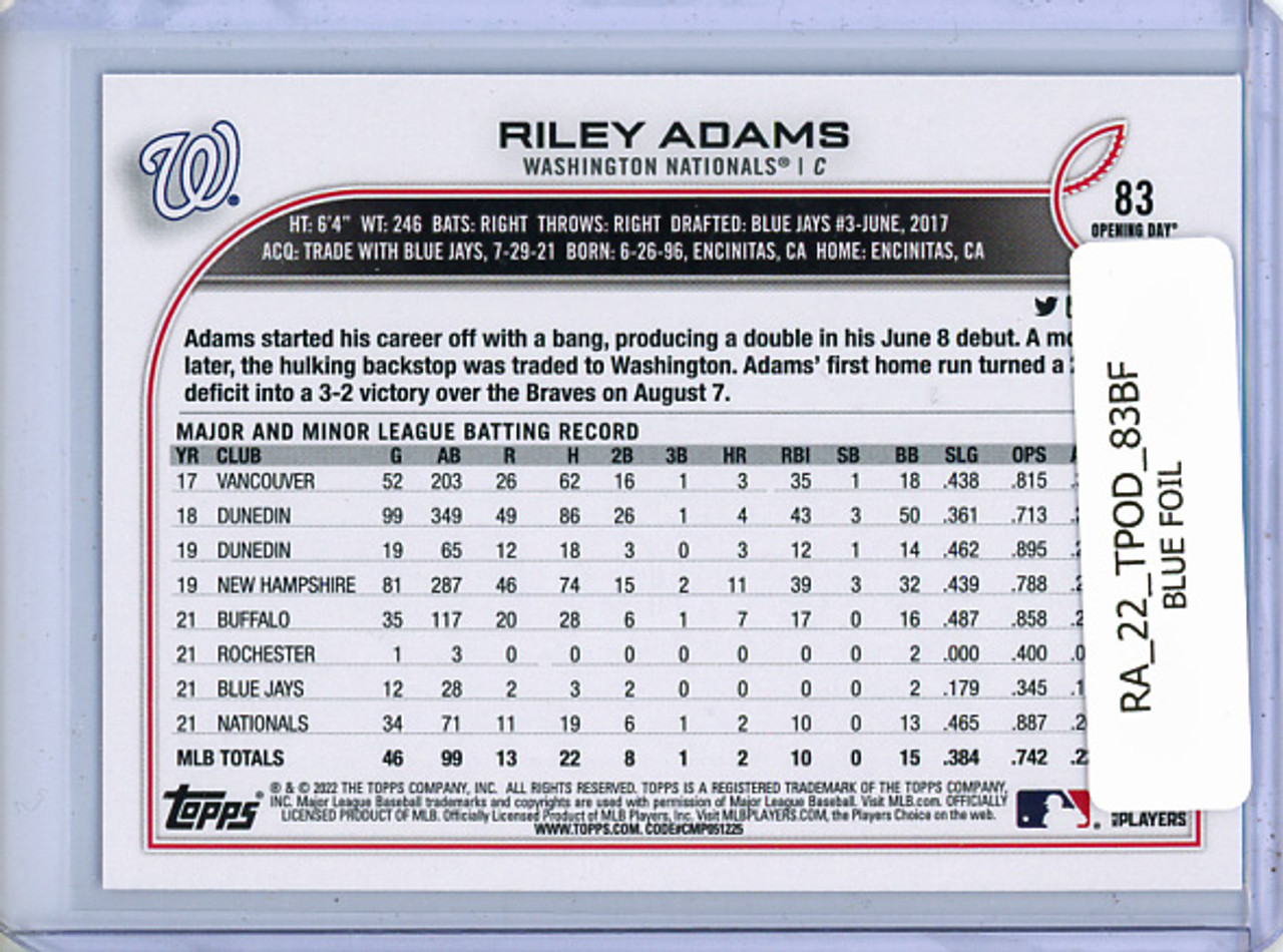 Riley Adams 2022 Opening Day #83 Blue Foil