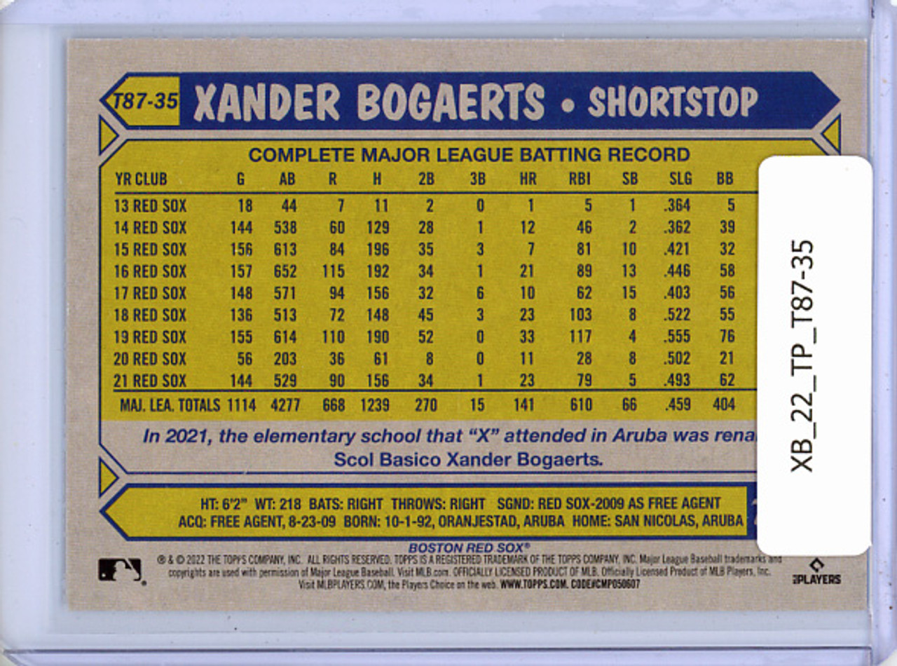 Xander Bogaerts 2022 Topps, 1987 Topps #T87-35