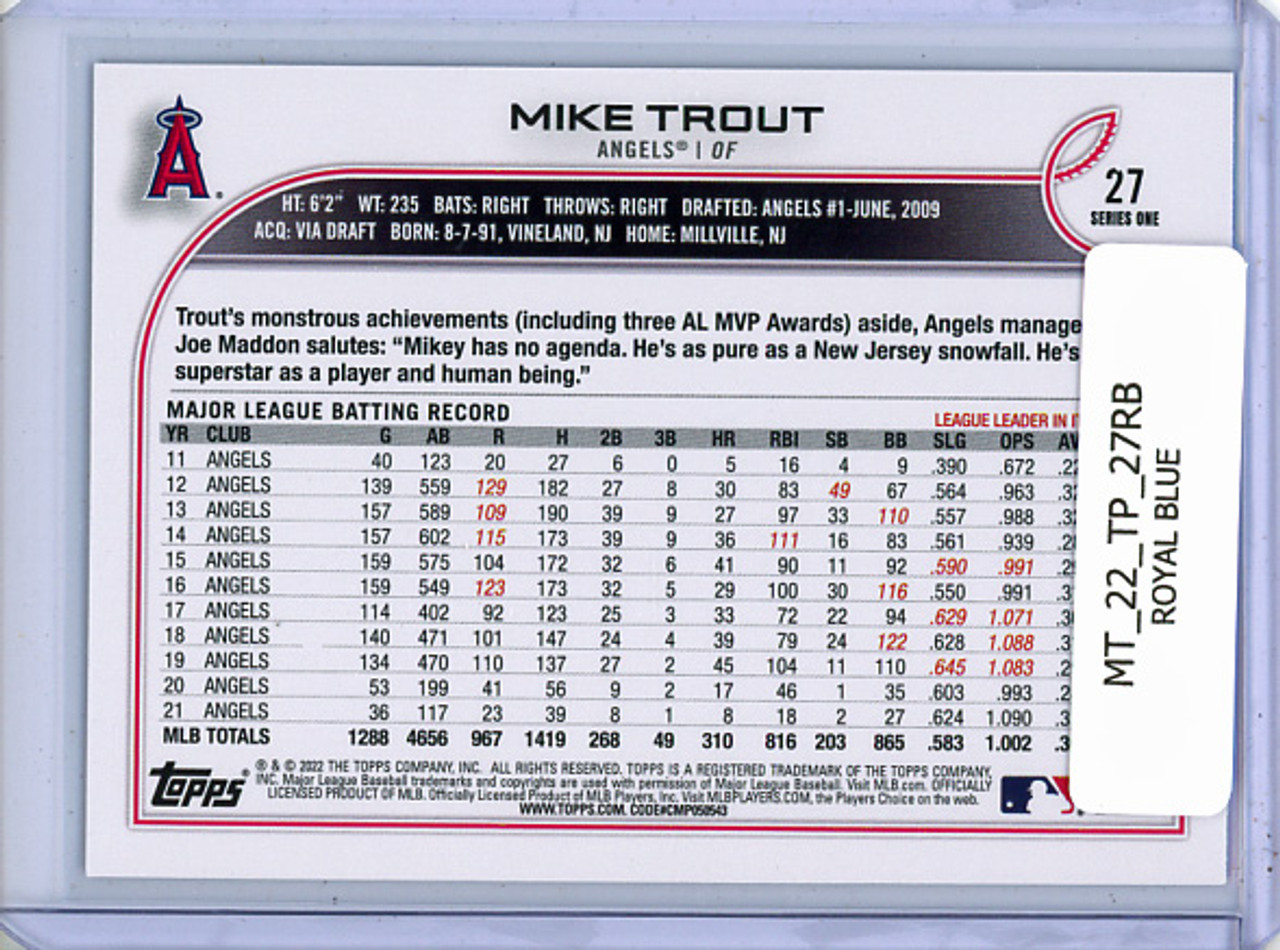 Mike Trout 2022 Topps #27 Royal Blue