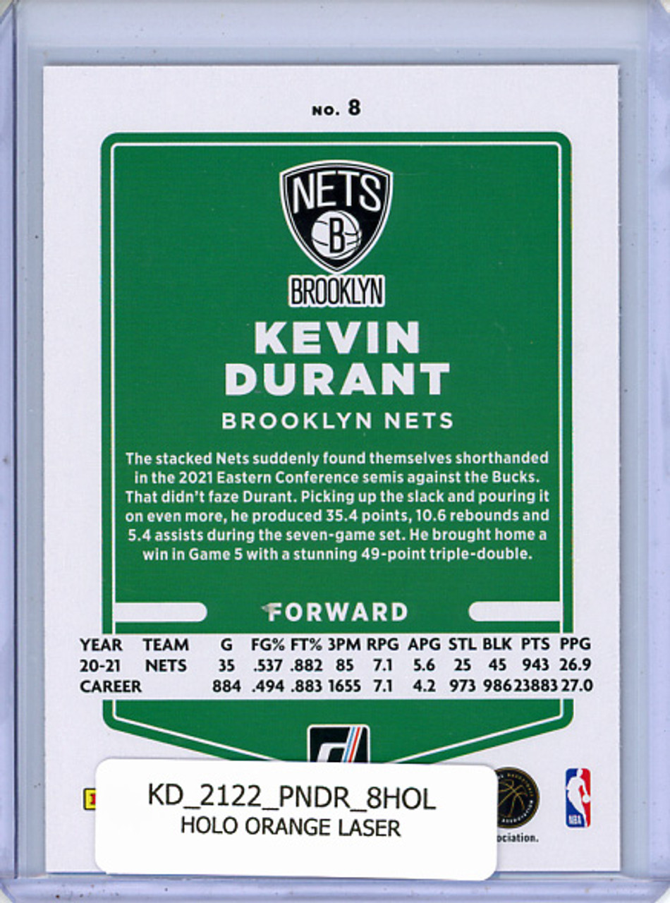 Kevin Durant 2021-22 Donruss #8 Holo Orange Laser