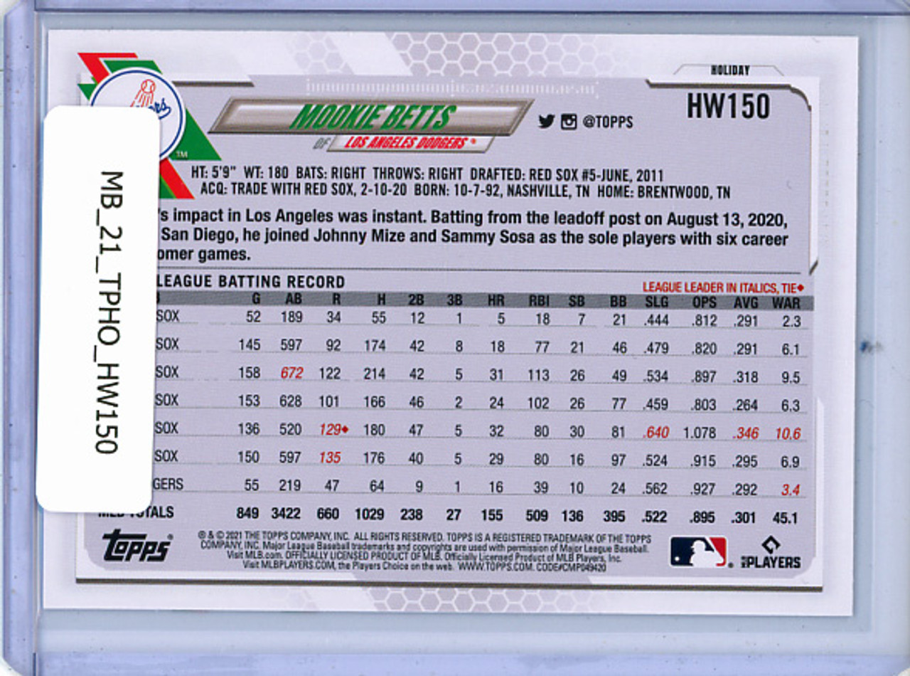 Mookie Betts 2021 Topps Holiday #HW150