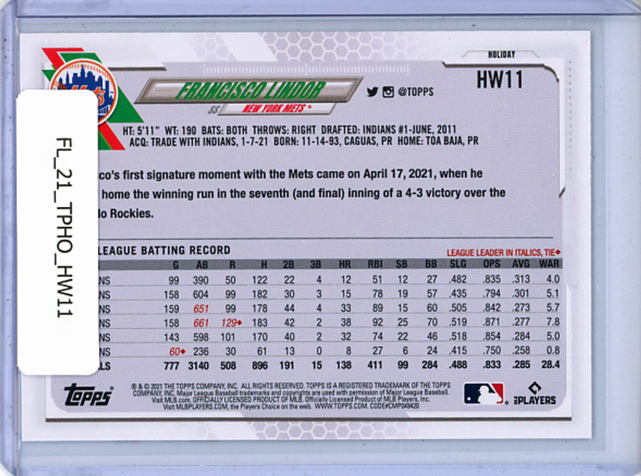 Francisco Lindor 2021 Topps Holiday #HW11