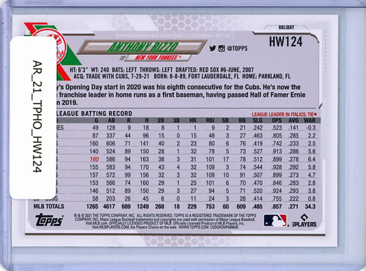 Anthony Rizzo 2021 Topps Holiday #HW124