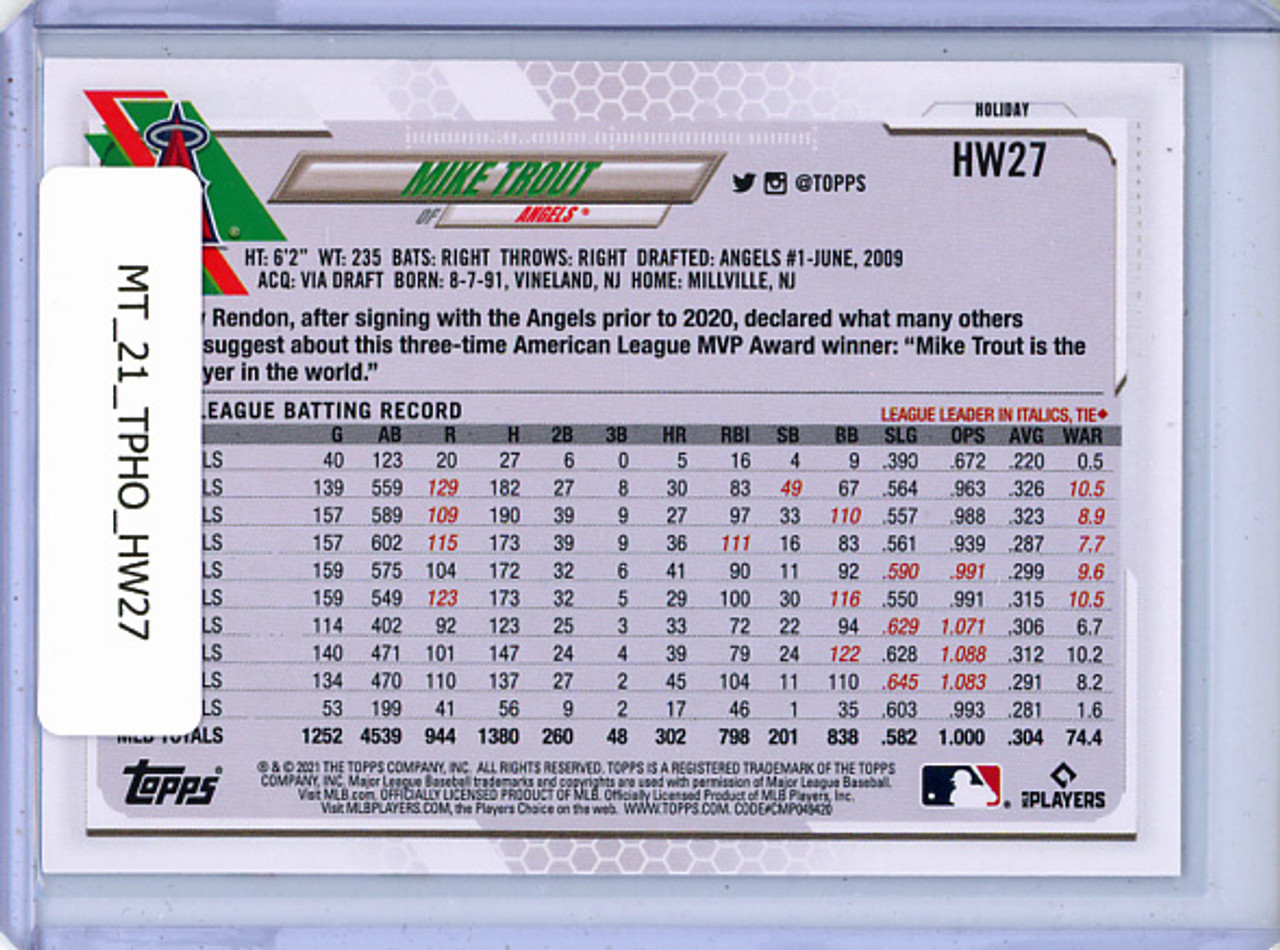 Mike Trout 2021 Topps Holiday #HW27