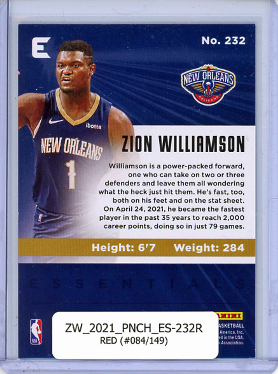 Zion Williamson 2020-21 Chronicles, Essentials #232 Red (#084/149)